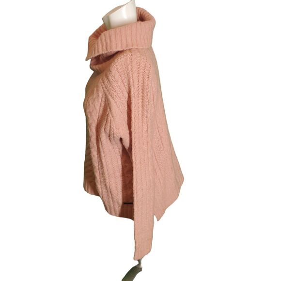 Carve Designs Chunky Cable Knit Sweater Oversized Wool Turtleneck Pink Sz XS-M - Picture 2 of 7